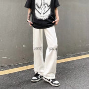 Men Jeans Printed Jeans Men Baggy Straight Trousers