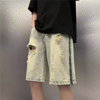 Men Jeans Zipper Summer Vintage Sports Casual Shorts