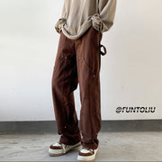 Men Jeans Overalls Loose Straight Casual Trousers