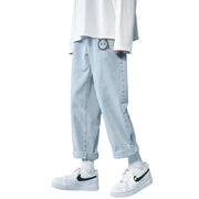 Men Jeans Summer Baggy Straight Trousers Retro Pants
