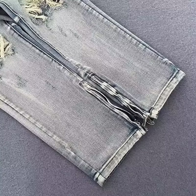 Men Jeans Split Ripped Jeans