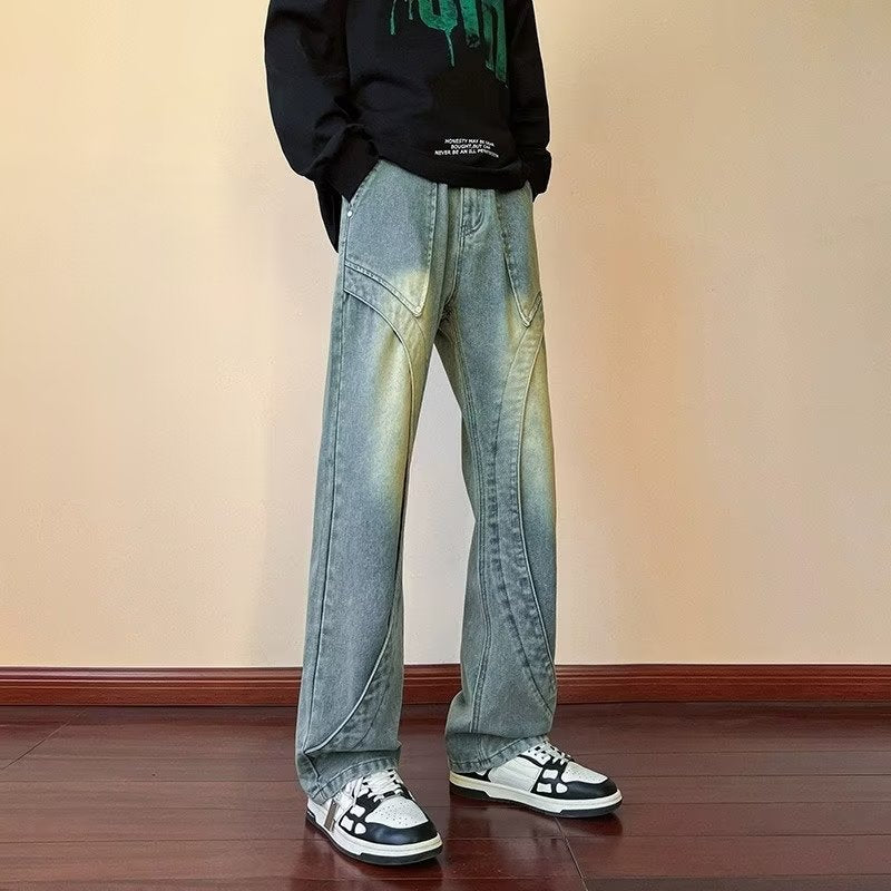 Men Jeans Black Jeans Summer Straight Loose Micro-Flared Casual Pants