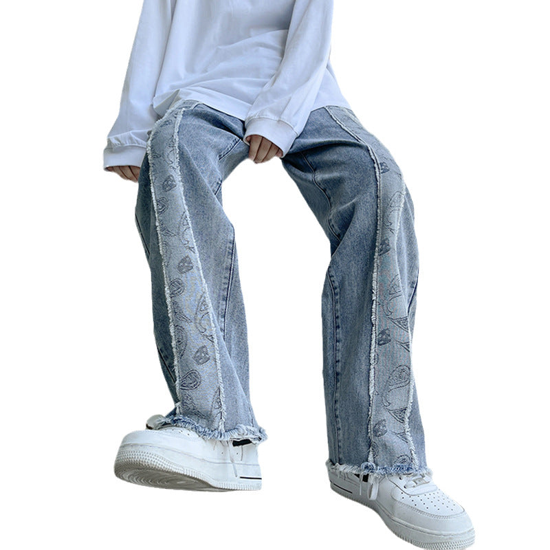Men Jeans Loose Straight Spring and Autumn Wide Leg Trousers