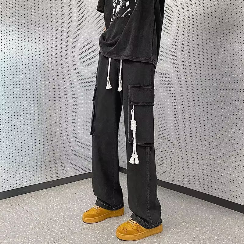 Men Jeans Cargo Jeans Men's Autumn Retro Loose Straight Casual Trousers