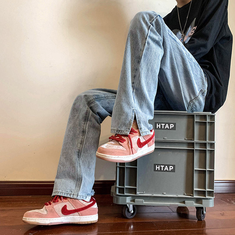 Men Jeans Vintage Jeans Men's Summer Loose Wide-Leg Straight Pants