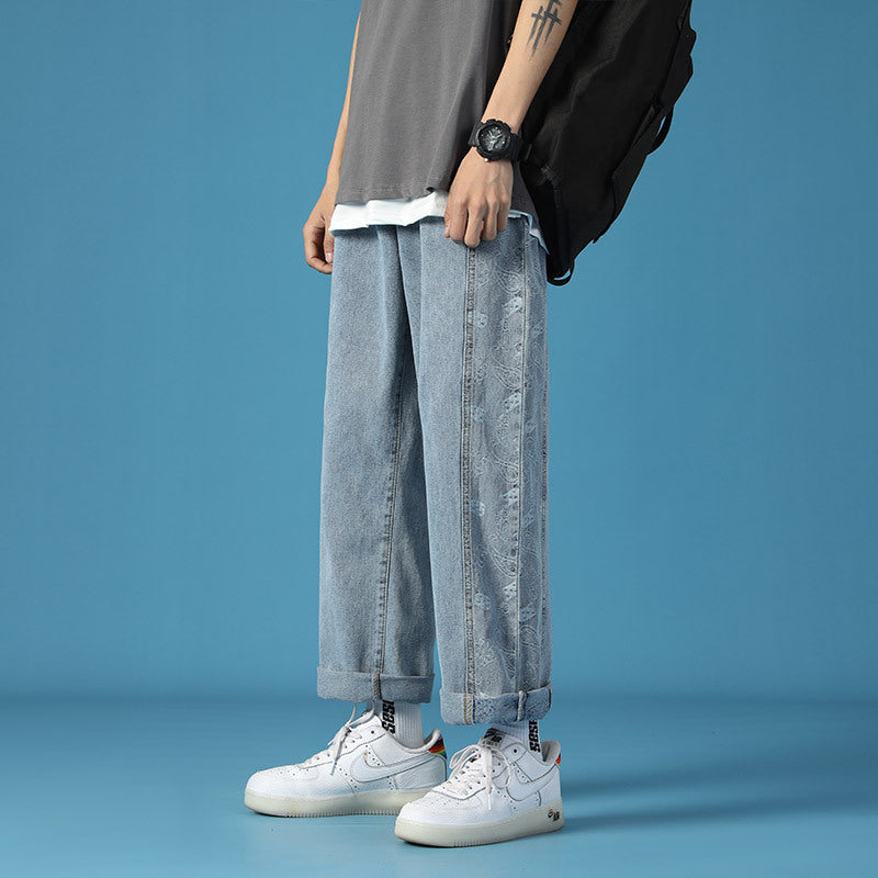 Men Jeans Paisley Jeans Men's Summer Loose Casual Pants