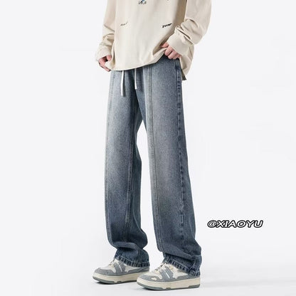 Men Jeans Retro Washed Jeans Spring Oversize Loose Straight Trousers