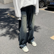 Men Jeans Retro Loose Straight-Leg Wide-Leg Pants