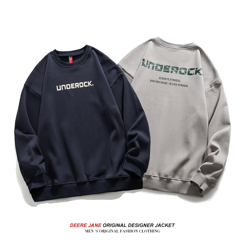 Men Pullover Hoodie Spring Cotton round Neck Sweater Men's Loose All-Matching