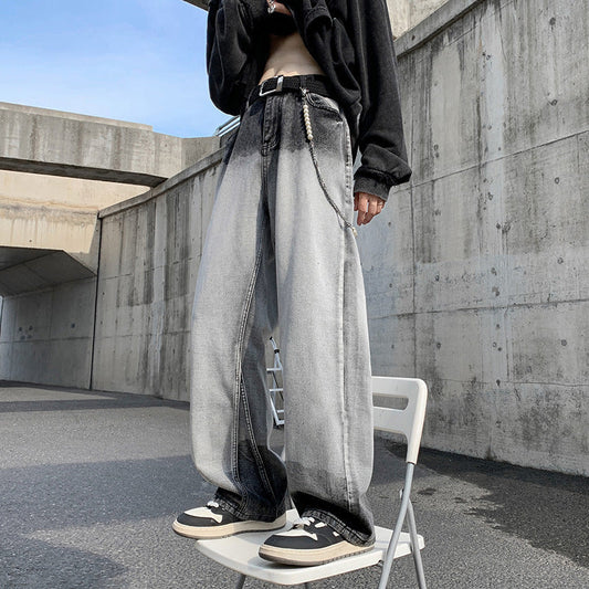 Men Jeans Gradient Jeans Men's Autumn Loose Straight Casual Pants