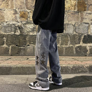 Men Jeans Printed Jeans Men's Loose Spring and Autumn Wide Leg Trousers