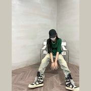 Men Jeans Washed Straight-Leg Trousers