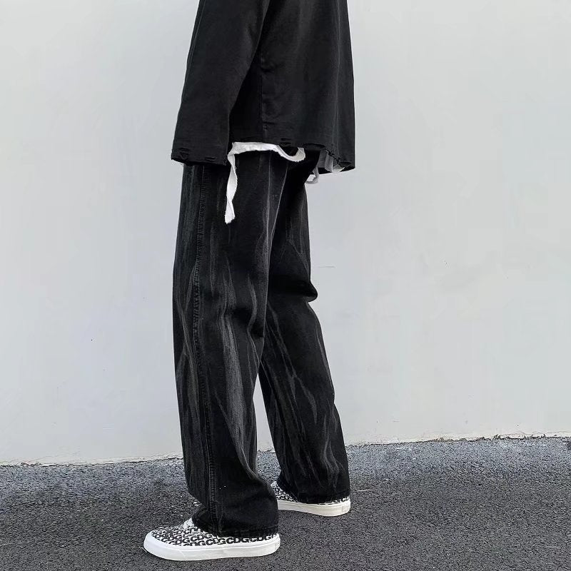 Men Jeans Hip Hop Tie-Dye Loose Wide-Leg Pants