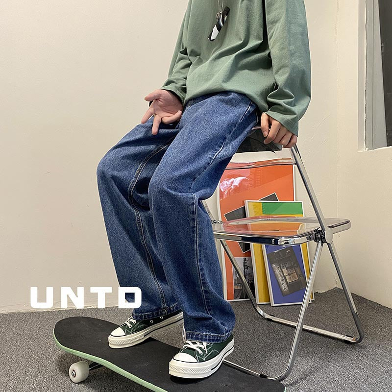 Men Jeans Fall Baggy Straight Trousers Spring and Autumn