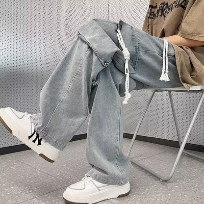 Men Jeans Cargo Jeans Men's Autumn Retro Loose Straight Casual Trousers
