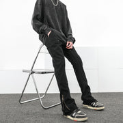 Men Jeans Casual Pants Zipper Cargo Pants Straight Bootleg Pants