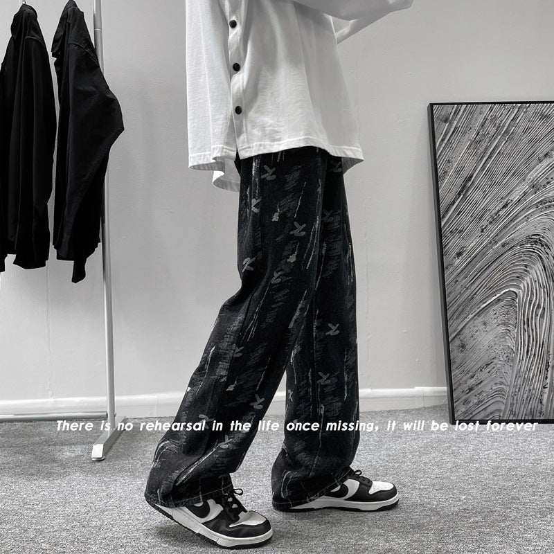 Men Jeans Summer Casual Pants Wide Leg Trousers