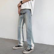 Men Jeans Water-Washing Embroidery Jeans Bootcut Trousers