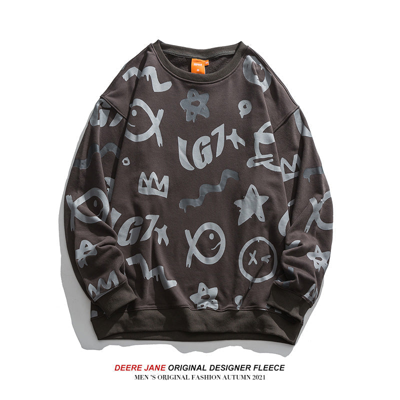 Men Pullover Hoodie Sweater Men Street All-Match Spring and Autumn Couple Long Sleeve