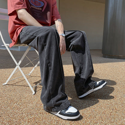 Men Jeans Washed Jeans Men Spring/Summer Straight-Leg Pants