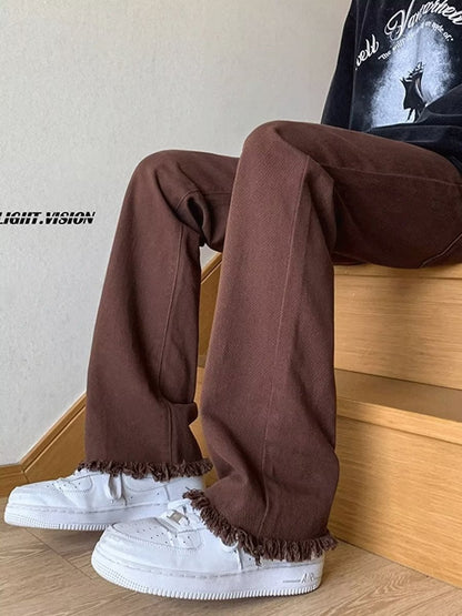 Men Jeans Vintage Jeans Men's Autumn Straight Pants Bootcut Casual Trousers