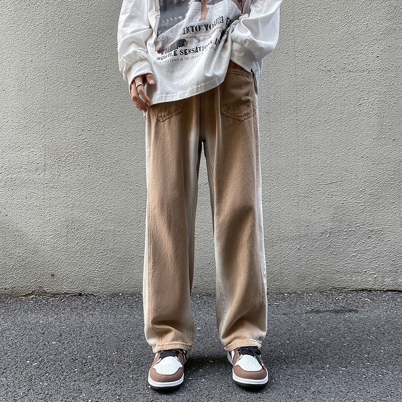 Men Jeans Gradient Jeans Men Spring Autumn Loose Straight Trousers