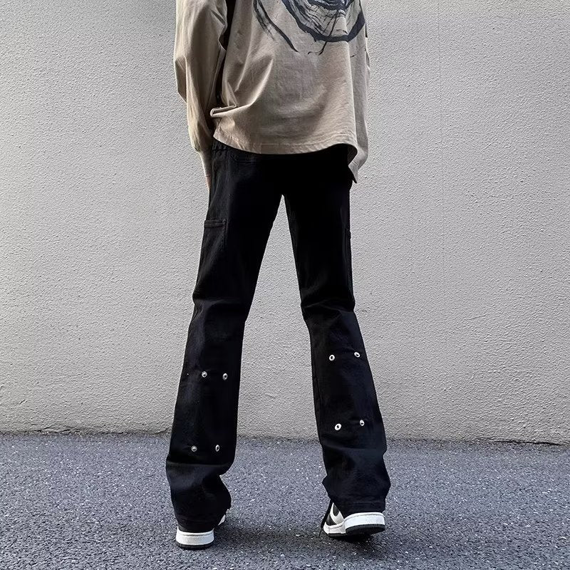 Men Jeans Slightly Flared Jeans Slim-Fitting Straight Pants