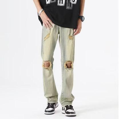 Men Jeans Summer Loose Straight Casual Trousers