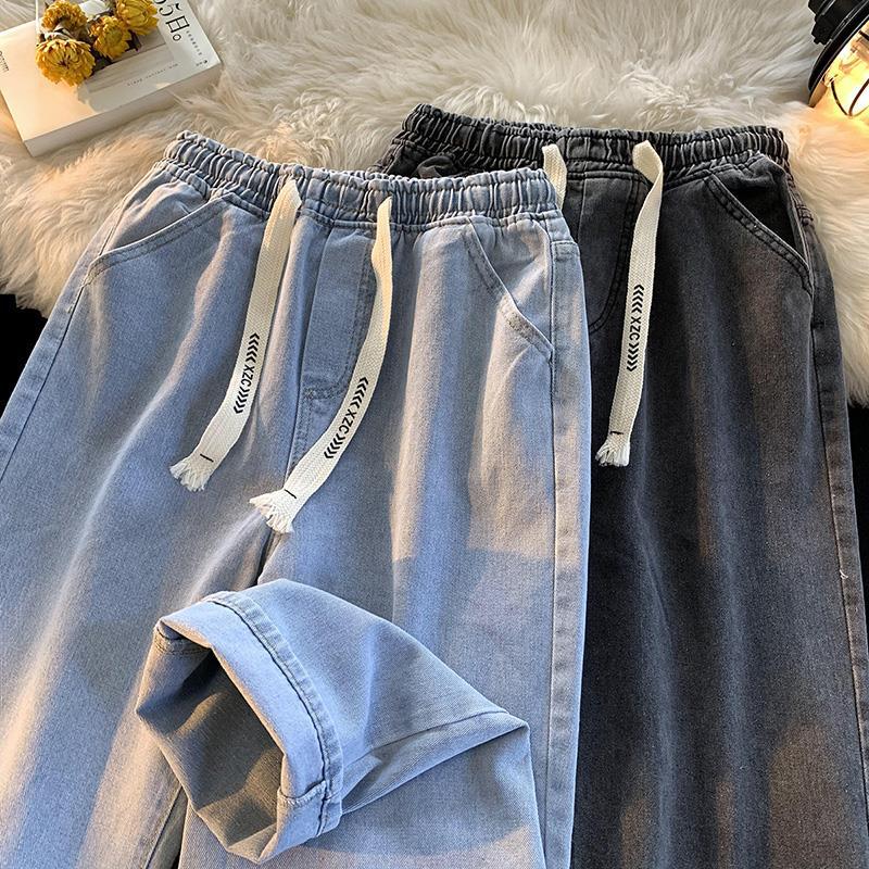 Men Jeans Straight-Leg Denim Trousers Men's Loose Casual