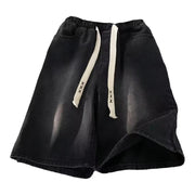 Men Jeans Drawstring Denim Shorts Men's Pants Summer Straight Loose Shorts