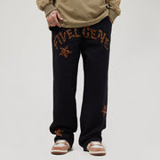 Men Jeans Leopard Print Letter XINGX Embroidery Casual Working Pants Straight-Leg Trousers