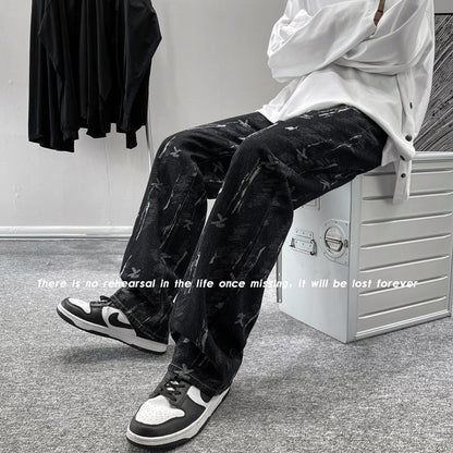 Men Jeans Summer Casual Pants Wide Leg Trousers