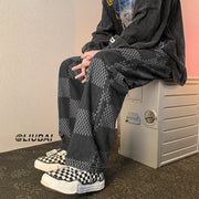 Men Jeans Autumn and Winter Loose Straight Wide Leg Pants