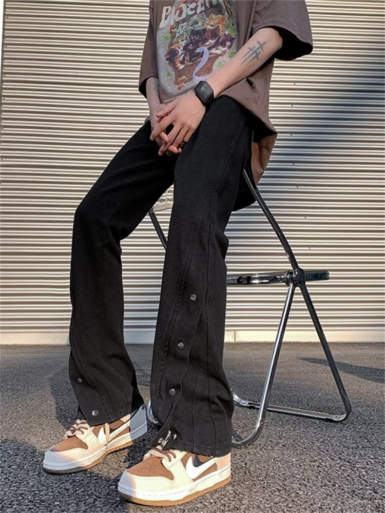 Men Jeans Breasted Jeans Men's Summer Straight-Leg Pants