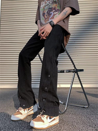 Men Jeans Breasted Jeans Men's Summer Straight-Leg Pants