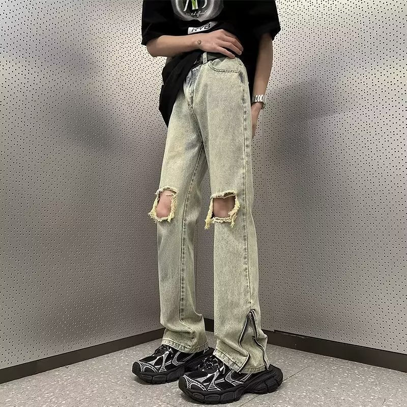 Men Jeans Ripped Straight Jeans