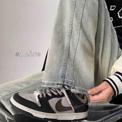 Men Jeans Spring and Autumn Retro Straight-Leg Pants Casual Trousers