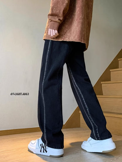Men Jeans Retro Washed Tie-Dye Straight Jeans