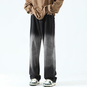 Men Jeans Loose Straight Autumn and Winter Washed Wide Leg Casual Trousers