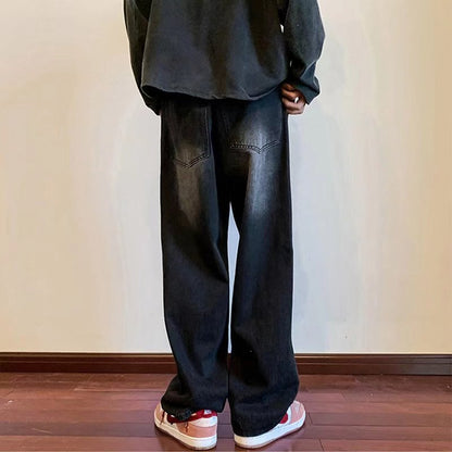 Men Jeans Vintage Jeans Straight Loose Wide Leg Pants