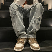 Men Jeans Straight-Leg Denim Trousers Autumn and Winter Loose