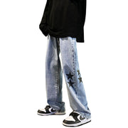 Men Jeans Printed Jeans Men's Loose Spring and Autumn Wide Leg Trousers