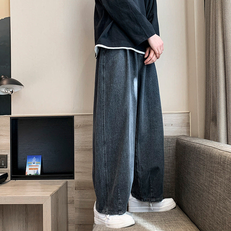 Men Jeans Vintage Jeans Men's Loose Straight Wide Leg Pants