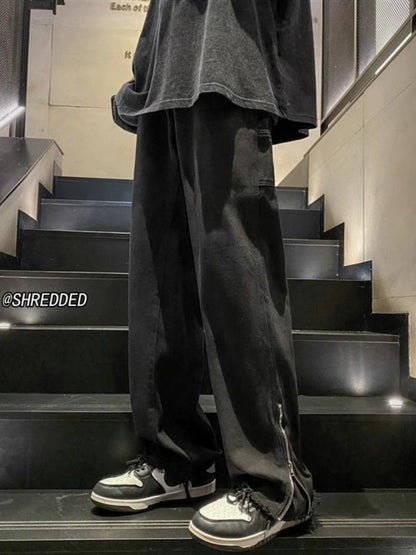 Men Jeans Fall Retro Straight-Leg Pants Bootcut Trousers