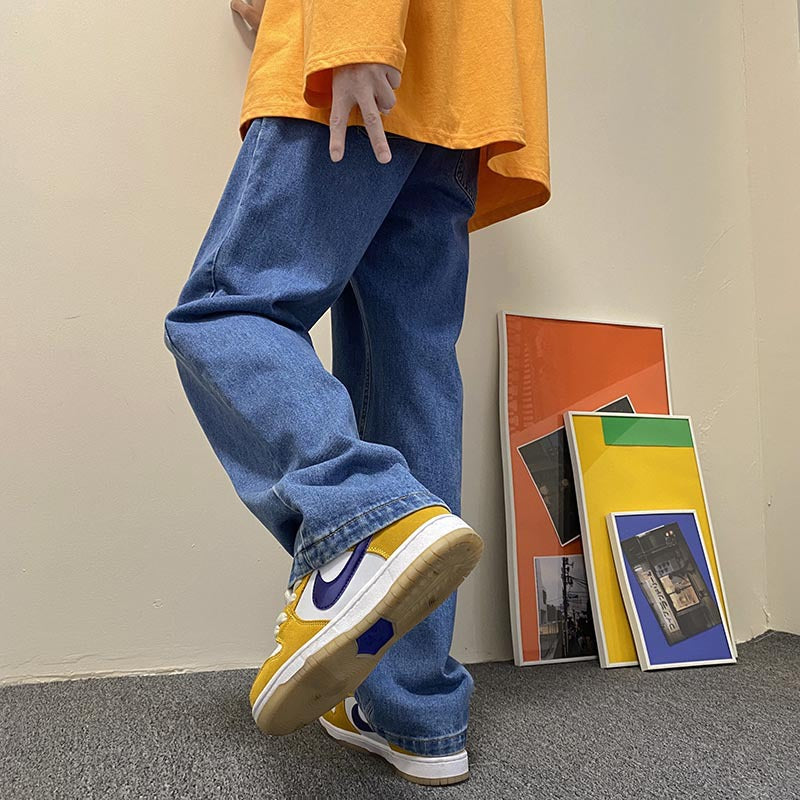 Men Jeans Fall Baggy Straight Trousers Spring and Autumn