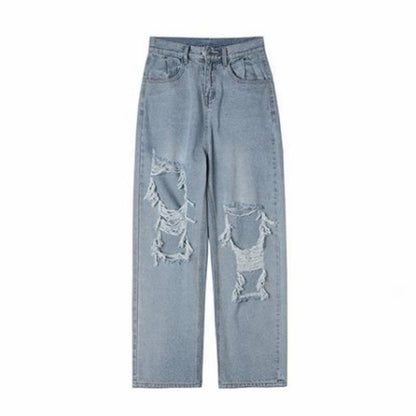Men Jeans Ripped Jeans Men's Summer Wide-Leg Casual Pants Straight Loose Pants