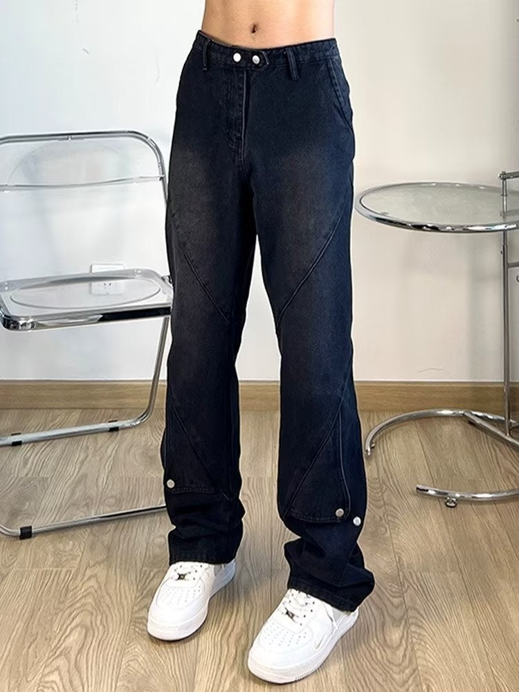 Men Jeans Button Jeans Men Straight Bootcut Pants