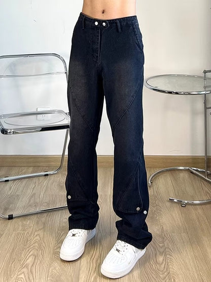 Men Jeans Button Jeans Men Straight Bootcut Pants