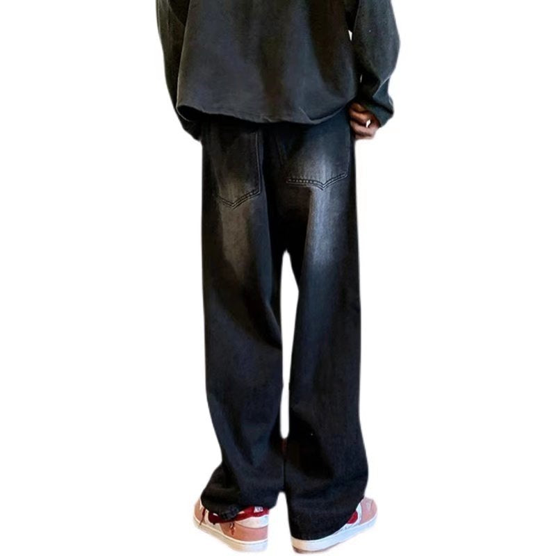 Men Jeans Vintage Jeans Straight Loose Wide Leg Pants