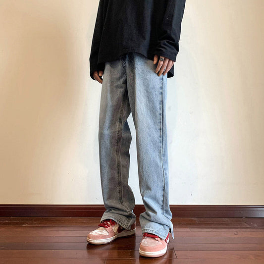 Men Jeans Wide-Leg Straight Pants Summer
